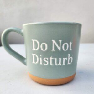 NEW DO NOT DISTURB Coffee Tea Mug Cup 15 Oz Stoneware Mint & Brown By Threshold